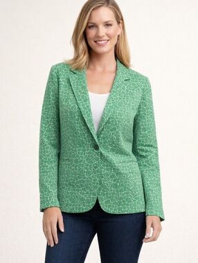 Talbots Women's Blazer in Green & White Floral Pattern NWT SZ L